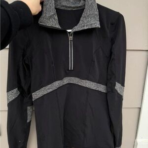 lululemon athletica Black and Heather Gray Half-Zip Pullover